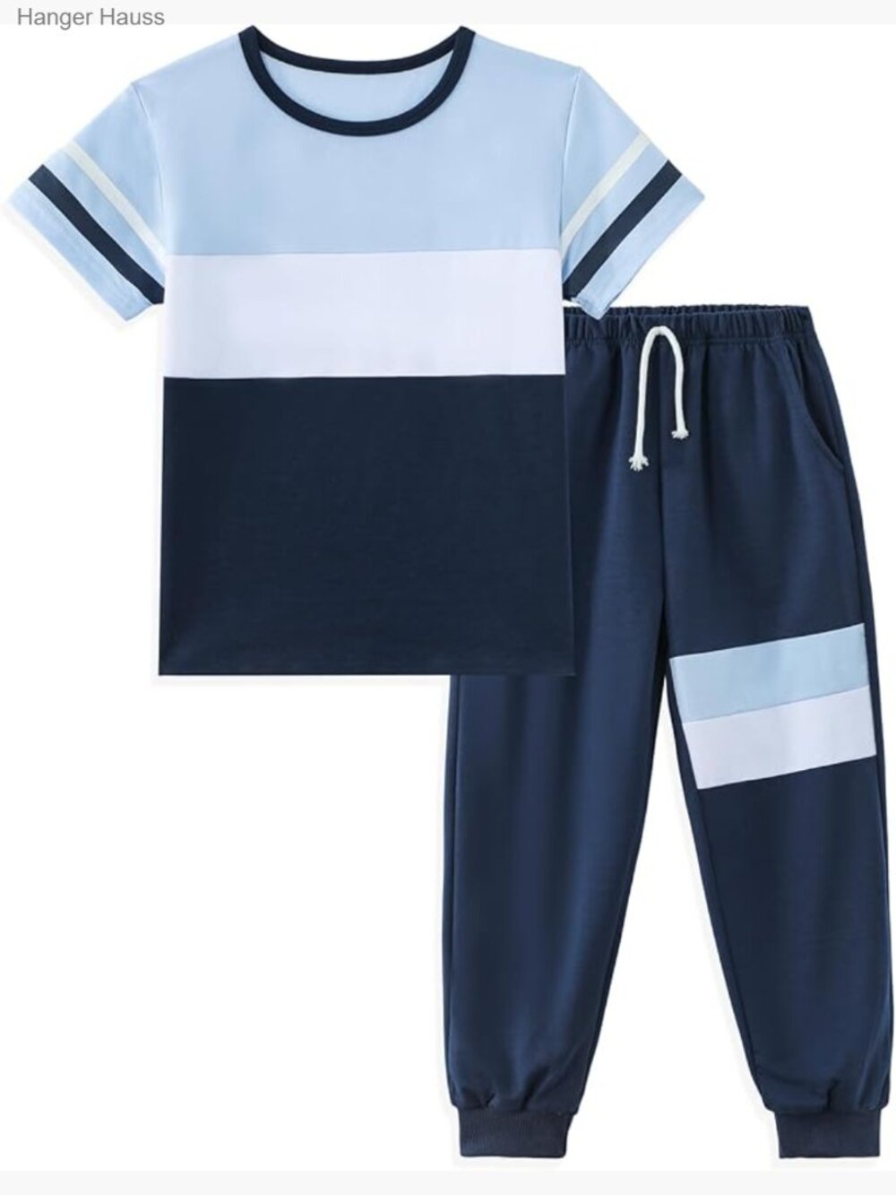 Boys 2 Piece Color Block Short Sleeve Top and Pants Set